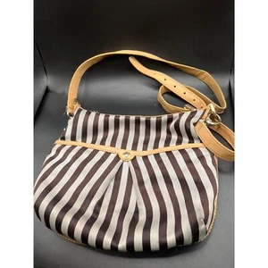 Striped Henri Bendel Bag with Purple Interior 【sold as it is】 - Picture 1 of 12