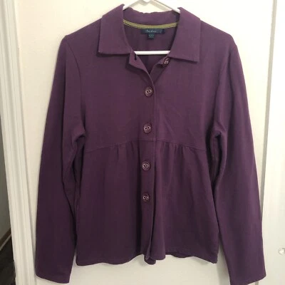 Boden женщин свет куртка Sz M опрятный пуговицах длинные рукава фиолетовый пеплум Топ - Изображение 1 из 4