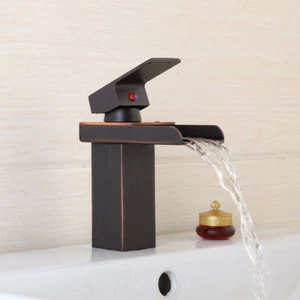 ORB Waterfall Spout Single Handle Bathroom Sink Vessel Faucet Basin Mixer Taps - Picture 1 of 10