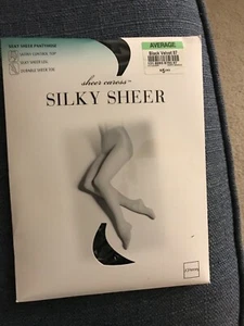 New Sheer Caress SILKY SHEER Control Top Pantyhose Sz Average Black Velvet - Picture 1 of 2