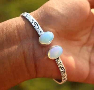 Ethiopian Opal Bracelets 925 Silver Flower Adjustable Bangle Bracelet Size-7.5" - Picture 1 of 5