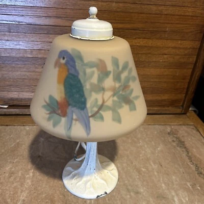 Antique Pairpoint ?Lamp Reverse Painted Glass Parrot Shade - Image 1 of 4