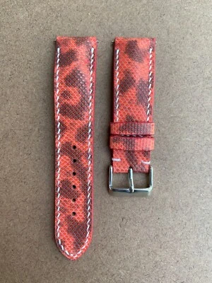 Size 22mm/20mm, Handmade Pink Snake Leather Watch Strap Band, Custom Strap — 第 1/4 张图片