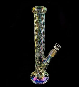 Tubo acqua spirale bong in vetro spesso colorato 12" con ciotola downstem - Foto 1 di 6