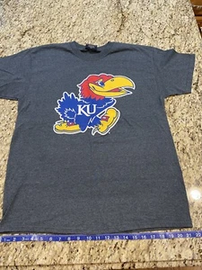 Ku Tee Kansas Big Mascot Logo MU Sport Mens L Large Dark Grey Unisex - Picture 1 of 5