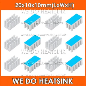 Refroidisseur de radiateur dissipateur de chaleur anodisé à fente 20 x 10 x 10 mm avec coussin thermique pour circuit intégré processeur - Photo 1/5