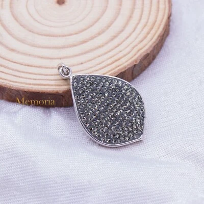 925 Argento Sterling Gioielli Reversibile Creato IN Laboratorio Zirconi Ciondolo - Immagine 1 di 2