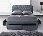 Sleepknight Dark Grey Fabric Bed Frame With 4 Drawers  4ft6 Double 5ft King 3013