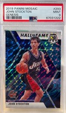 2019-20 Panini Mosaic #293 John Stockton Hall of Fame Genesis Prizm PSA 9