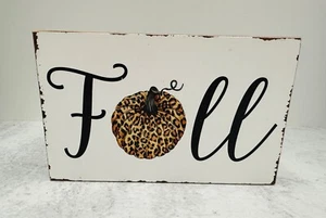 Holz Herbst Tierdruck Kürbis abgestuftes Tablett Dekor Bauernhaus Schild 6 Zoll x 3,75 - Bild 1 von 1