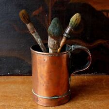 Vintage French Paint Brushes & Copper Pot. Antique Rustic Cup Measure Home Decor