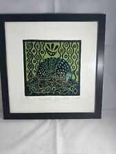 Framed Woodblock Print Titled Armadillo (Brazil Or Portugal) Unknown Artist 2015
