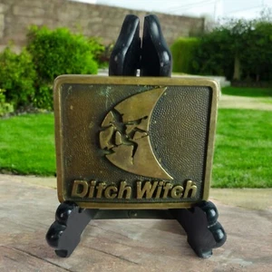 Vintage 1980s Ditch Witch Heavy Machinery Solid Brass Belt Buckle - Picture 1 of 9