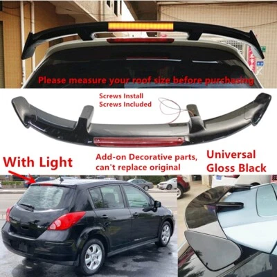 W/Light Universal For 07-12 Nissan Versa Hatchback Rear Window Roof Spoiler Wing - Image 1 of 4