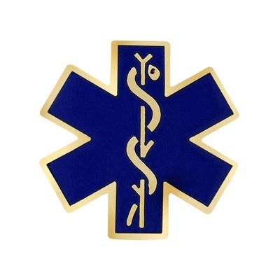 Blue Star of Life Lapel Pin Gold Trim Caduceus Medical Emblem Collar Tack New - Image 1 of 4