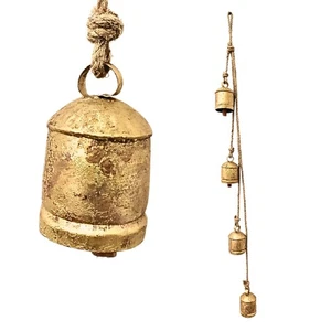 Harmony 4 Campanas de Vaca Racimo en Cuerda Grande Rústico Vintage Decoración Colgante de Pared 4" - Imagen 1 de 5