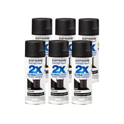 Painter's Touch 2X Ultra Cover Semi Gloss Black Spray Paint 12 Ounce Pack Of 6 - Image 1 of 4