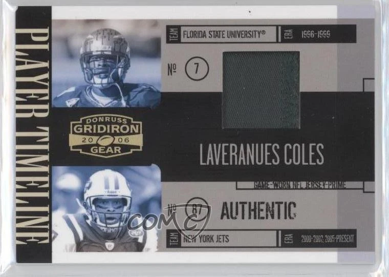 2006 Donruss Gridiron Gear Player Timeline Jerseys Prime /50 Laveranues Coles - Image 1 of 2