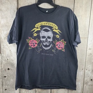 Blau Oktober 2015 Angst Tourdaten Band T-Shirt schwarz Rosen Totenkopf Erwachsene Größe XL - Bild 1 von 15