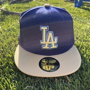 New Era 59fifty Los Angeles Dodgers 50th Anniversary Patch Blue Gold 7 5/8 - Picture 1 of 7