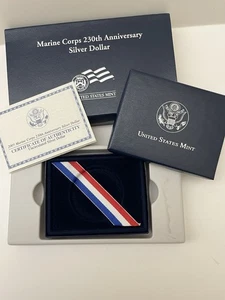 2005 Marine Corps 230th Anniversary Silver $1 Uncirculated Box and COA NO COINS - Bild 1 von 9