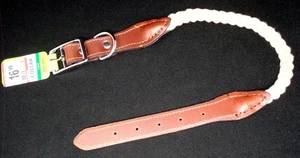 TOP PAW Ivory Rope & Brown Leather Dog Collar (L) (NEW) - Picture 1 of 4