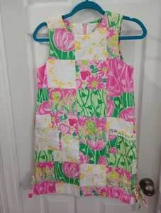 Lilly Pulitzer Dress White Label Shift Patchwork Animal Floral Size Girls 16 - Picture 1 of 17