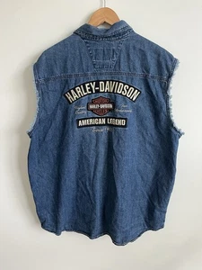 Harley Davidson HOG Denim Vest Jacket Snap Biker Motorcycles 2XL XXL Blue Nice - Picture 1 of 5