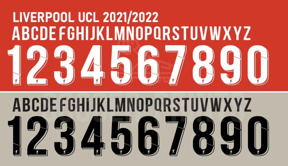 Name&Number Set For UCL Liverpool 2021/2022 Home/Away/Third Top Football Soccer - Image 1 of 1
