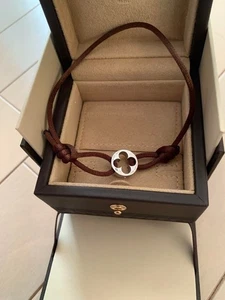 Louis Vuitton Bracelet Liyan Empreinte Bracelet 750 White Gold Brown Cord Case - Picture 1 of 4