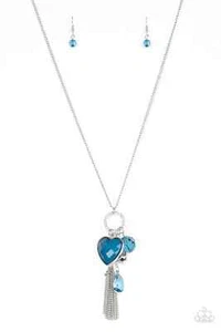 Paparazzi "Haute Heartbreaker" Strass & blau bezaubert Herz Quaste Halskette - Bild 1 von 3