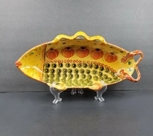 Large 19" Italica ARS Pottery Serving Bowl Fish Shaped Italy Hand-painted EUC - Picture 1 of 10