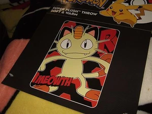 Meowth Cat Team Rocket Anime Nintendo Battle Plush Fleece Pokemon Throw Blanket - Picture 1 of 3