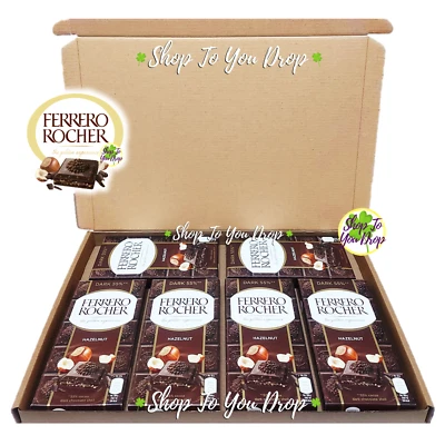 6 FERRERO ROCHER DARK CHOCOLATE 90G BAR GIFT BOX Hazelnut Personalised Hamper🎁 - Image 1 of 4