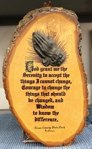 Vintage 1970's  “The Lords Prayer” Wood Wall Plaque with Praying Hands Indiana - Picture 1 of 10