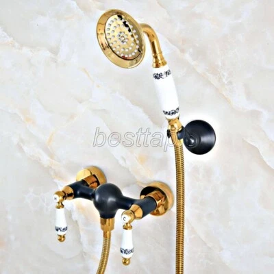 Gold Color Oil Rubbed Brass Bathroom Hand Shower Mixer Tap Faucet Set sna502 - Image 1 of 4