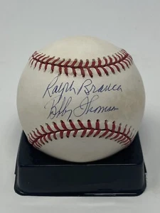 Bobby Thomson Ralph Branca Signed ONL Baseball Autograph Dodgers Giants JSA - Picture 1 of 2