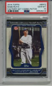 2014 TOPPS FACTORY SET COMMEMORATIVE PATCH BABE RUTH YANKEES PSA 10 LOW POP 1 - Picture 1 of 2