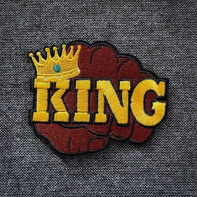 KING Fist Pump Crown High Quality Fully Embroidered Patch Badge Motif Iron-On - Image 1 of 2