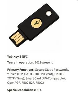 Yubico 5 NFC Security Key - Nuevo, Sin Usado. - Imagen 1 de 3