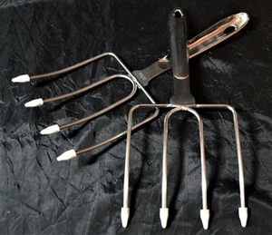 Pair All Clad Stainless Steel Turkey Roast Lifters Meat Forks Claws, Handles New - Picture 1 of 8