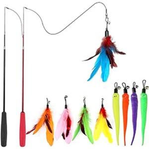11 PCS/Set Interactive Cat Toys - Retractable Wand Toys for Indoor Cat Chasing - Picture 1 of 5