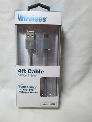 Just Wireless 4 ft Micro USB to USB-A Cable - Gray NEW - Image 1 of 2