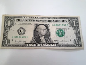 August 9th, 1930 (G08091930E) 2017 One Dollar Fancy Serial Number Birthday Note - Picture 1 of 2