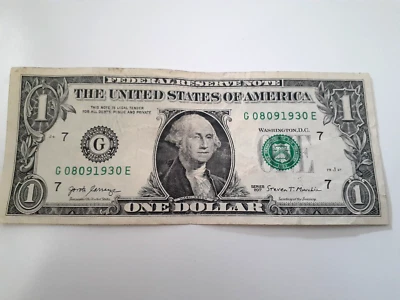 August 9th, 1930 (G08091930E) 2017 One Dollar Fancy Serial Number Birthday Note - Image 1 of 2