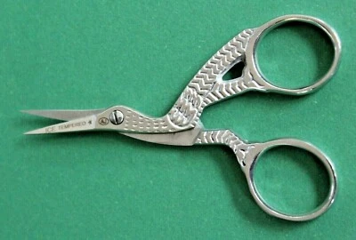 Storchenschere Fadenschere Stickschere Schere silber 9 cm - Bild 1 von 4