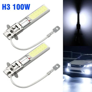 2X H3 100W LED Fog Light Bulbs Car Driving Lamp DRL 6000K White High Power - Picture 1 of 8