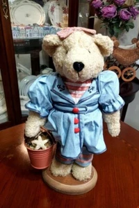 Collectable Plush Bear 12" Beachcomber Denim Sailor Dress Pail Starfish Shells - Picture 1 of 10