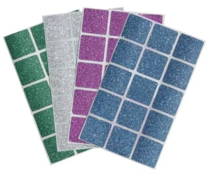 Glitter Square Adhesive Labels 1.25 x 1.25 Inch Envelope Seal Craft Stickers - Picture 1 of 12