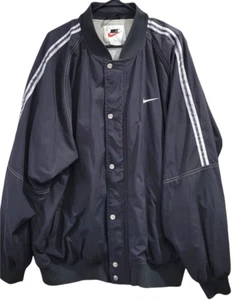 Nike men's vintage jacket lined black embroidered 90s size xxl white label snap - Picture 1 of 11